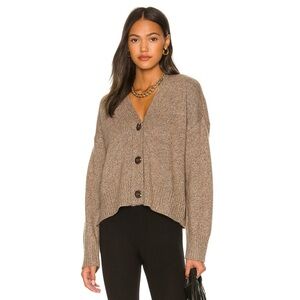 Monrow Marled Oversized Cardigan Wool Cashmere Sweater in Sesame Size S